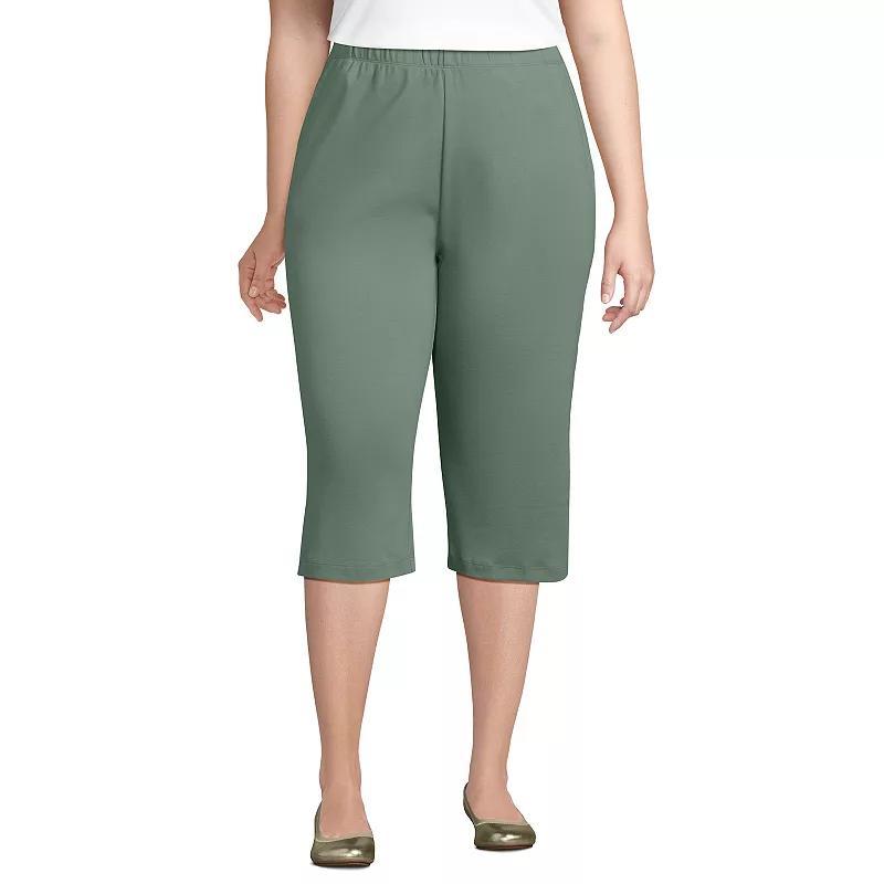 Plus Size Lands End Sport High Waist Pull-On Capri Pants, Womens Product Image