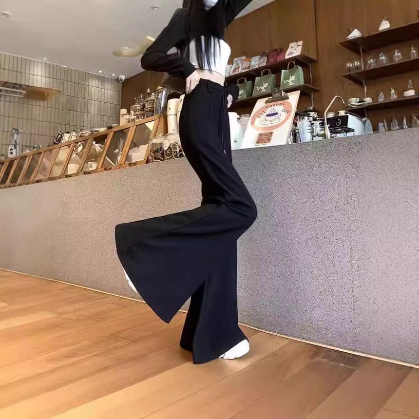 Drawstring Waist Plain Flared Sweatpants Product Image