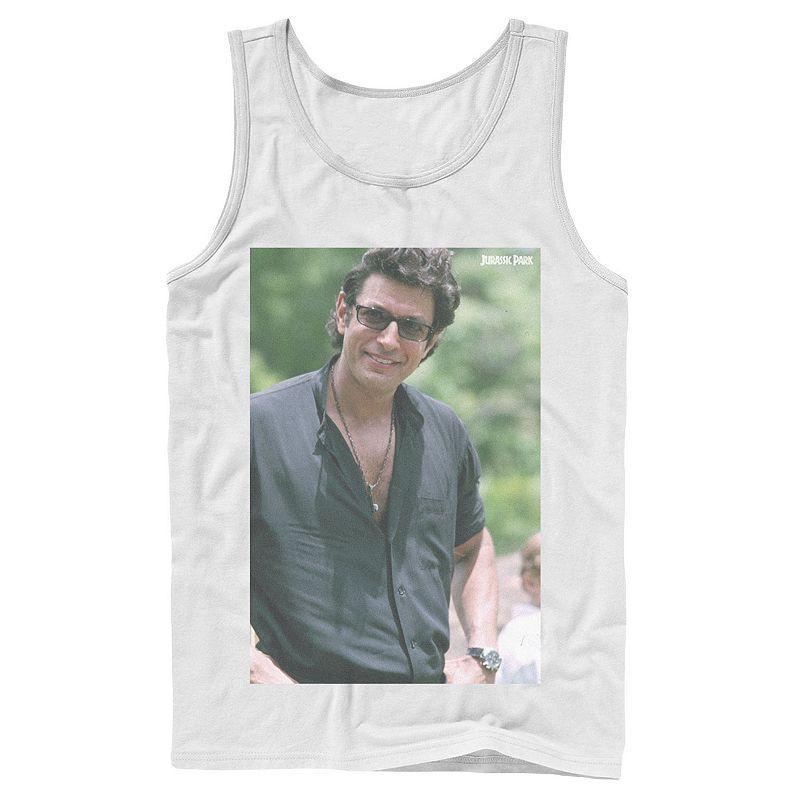 Men's Jurassic Park Jeff Goldblum Smile Poster Style Tank Top, Size: Small, Grey Product Image