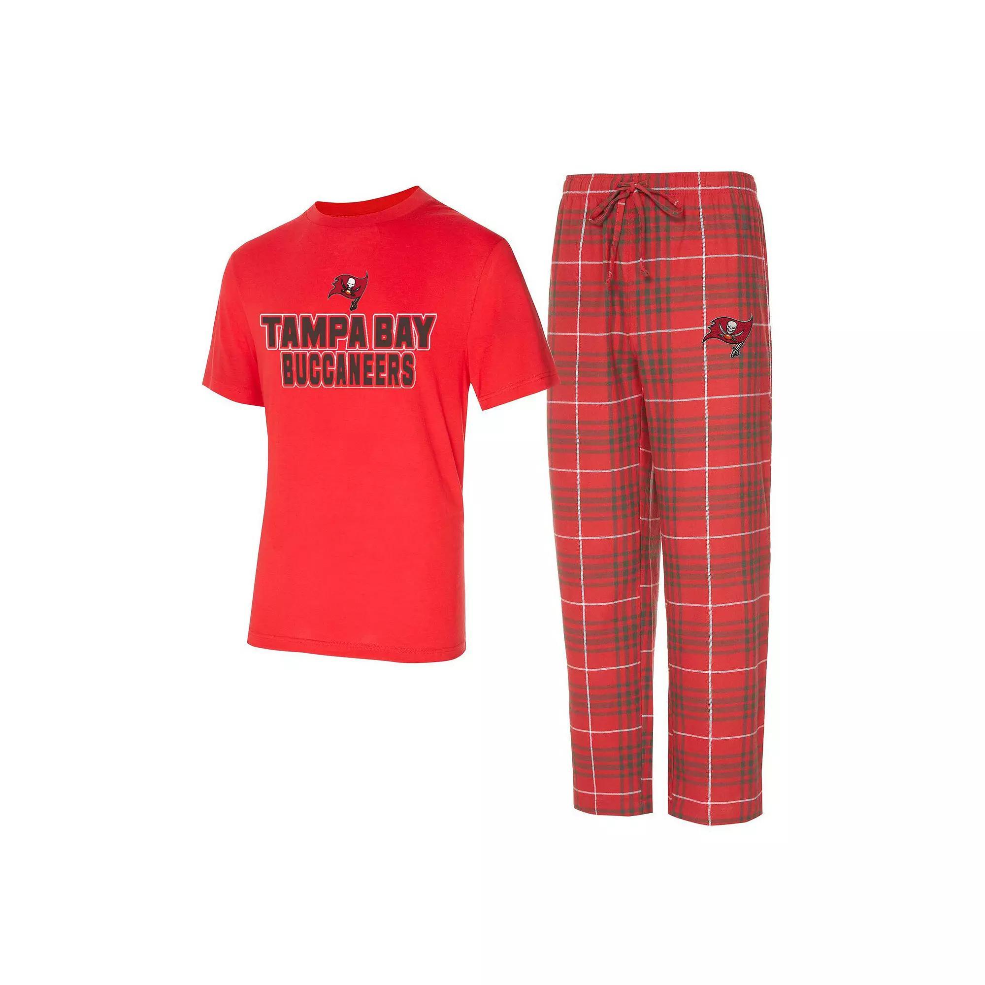Men's Concepts Sport  Red/Pewter Tampa Bay Buccaneers Vector T-Shirt & Flannel Pants Sleep Set, Size: Medium Product Image