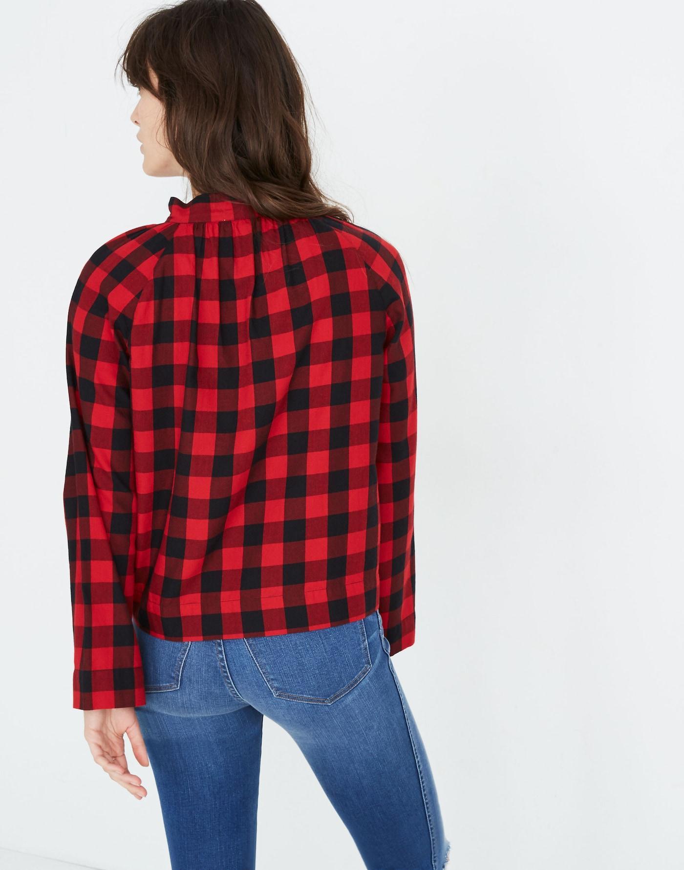 Tie-Neck Popover Shirt in Buffalo Check Product Image