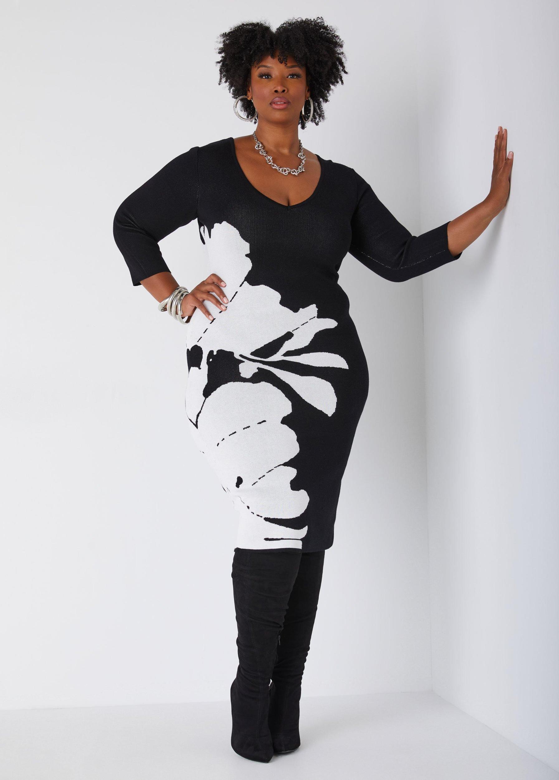 Floral Midi Sweater Dress Product Image