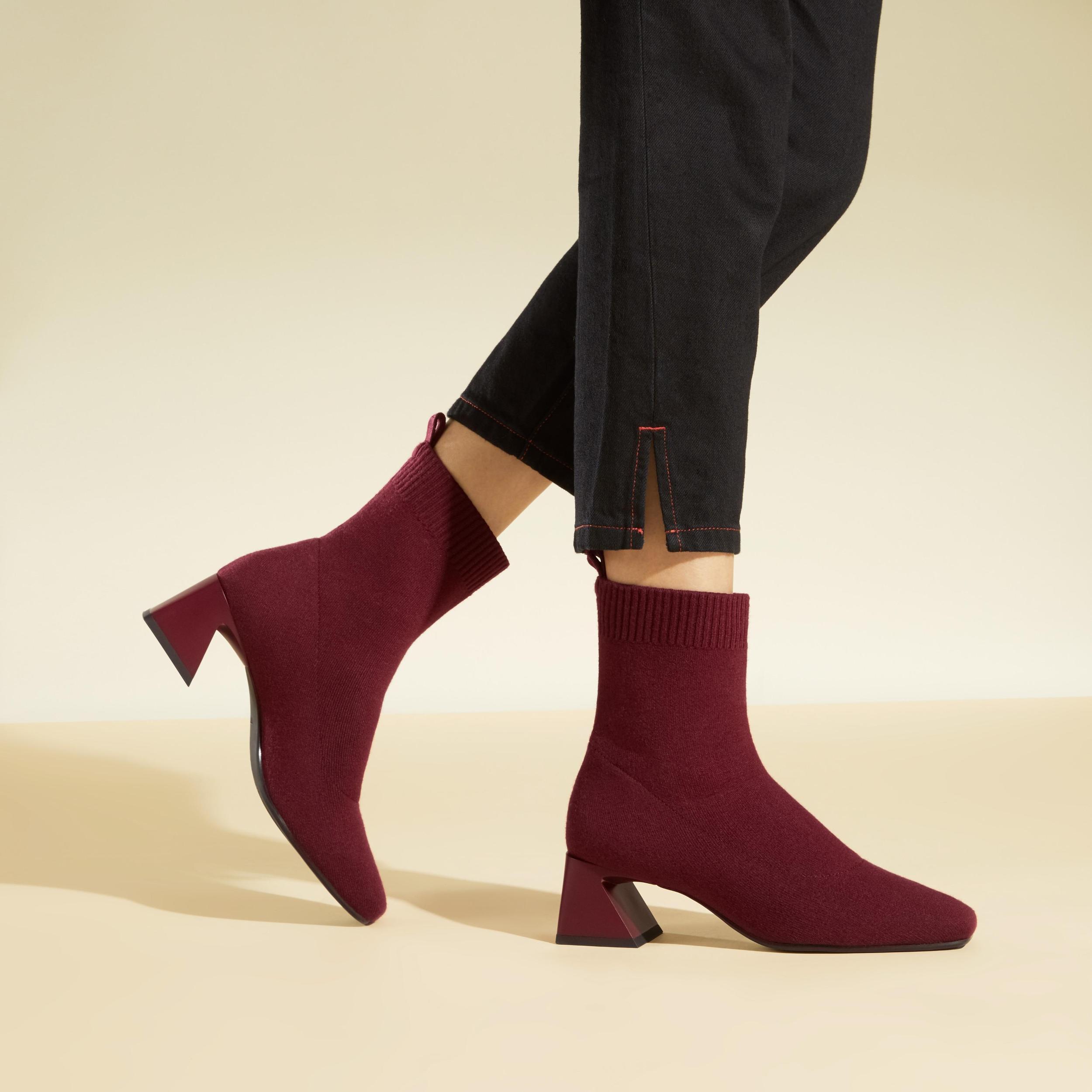 Square-Toe Water-Repellent Heeled Boots (Rafaella) Product Image
