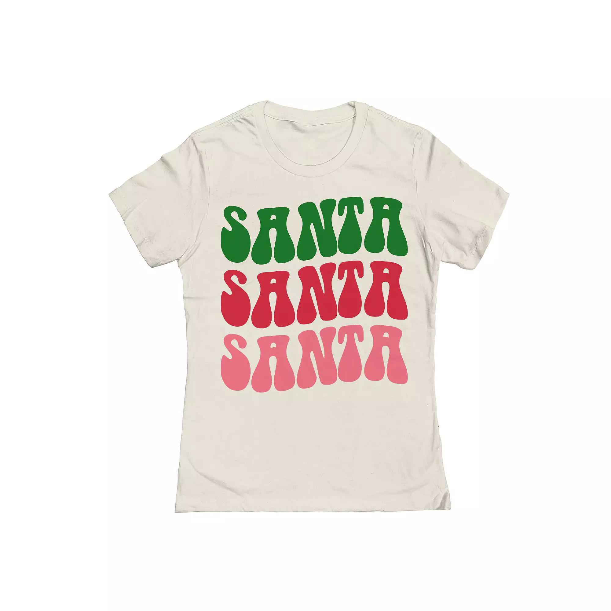 Junior's Christmas Tree Santa Santa Graphic Tee, Women's, Size: Medium, Natural Product Image