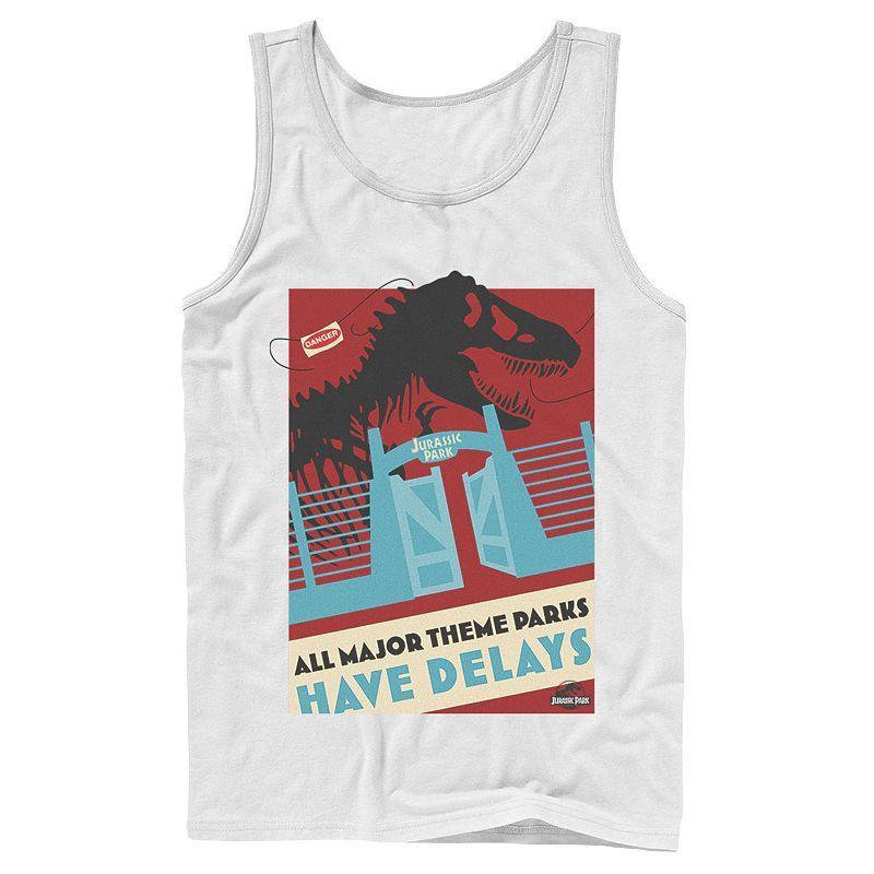 Men's Jurassic Park Delays Simple Gate Tank Top, Size: Large, White Product Image