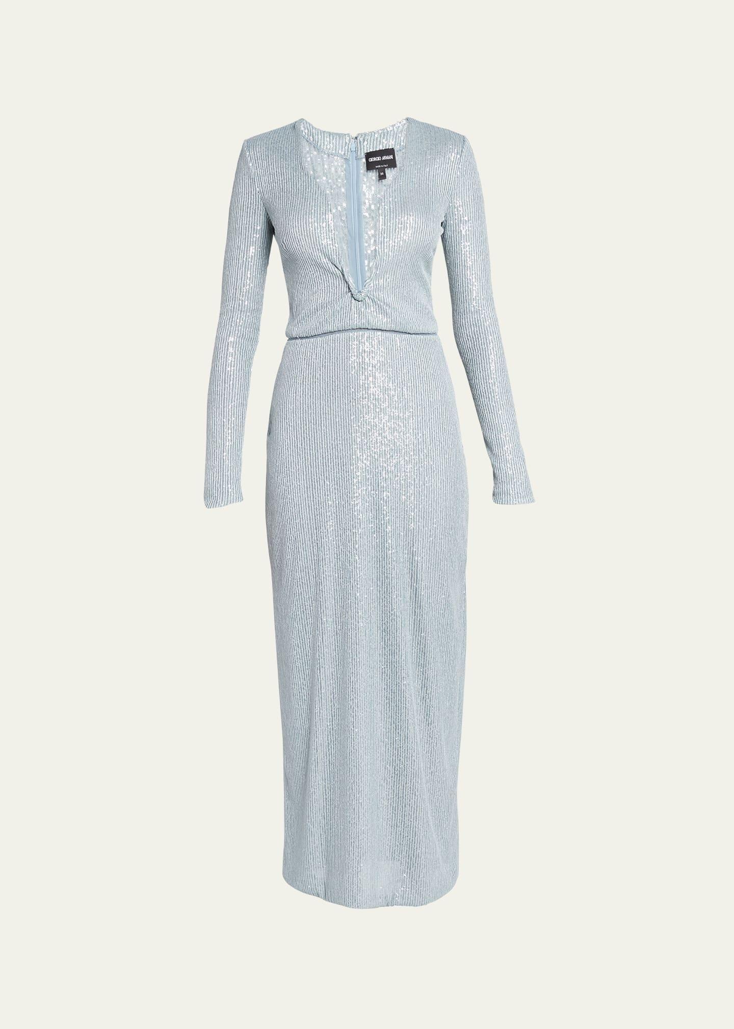 Plunging Sequined Knit Dress Product Image