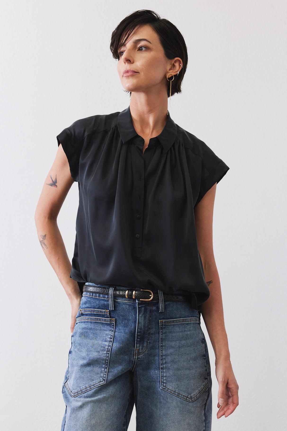 The Nonchalant Oversized Silk Blouse Product Image