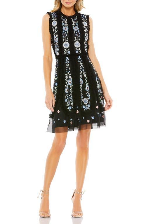 Mac Duggal Floral Beaded Crew Neck Sleeveless Dress Product Image