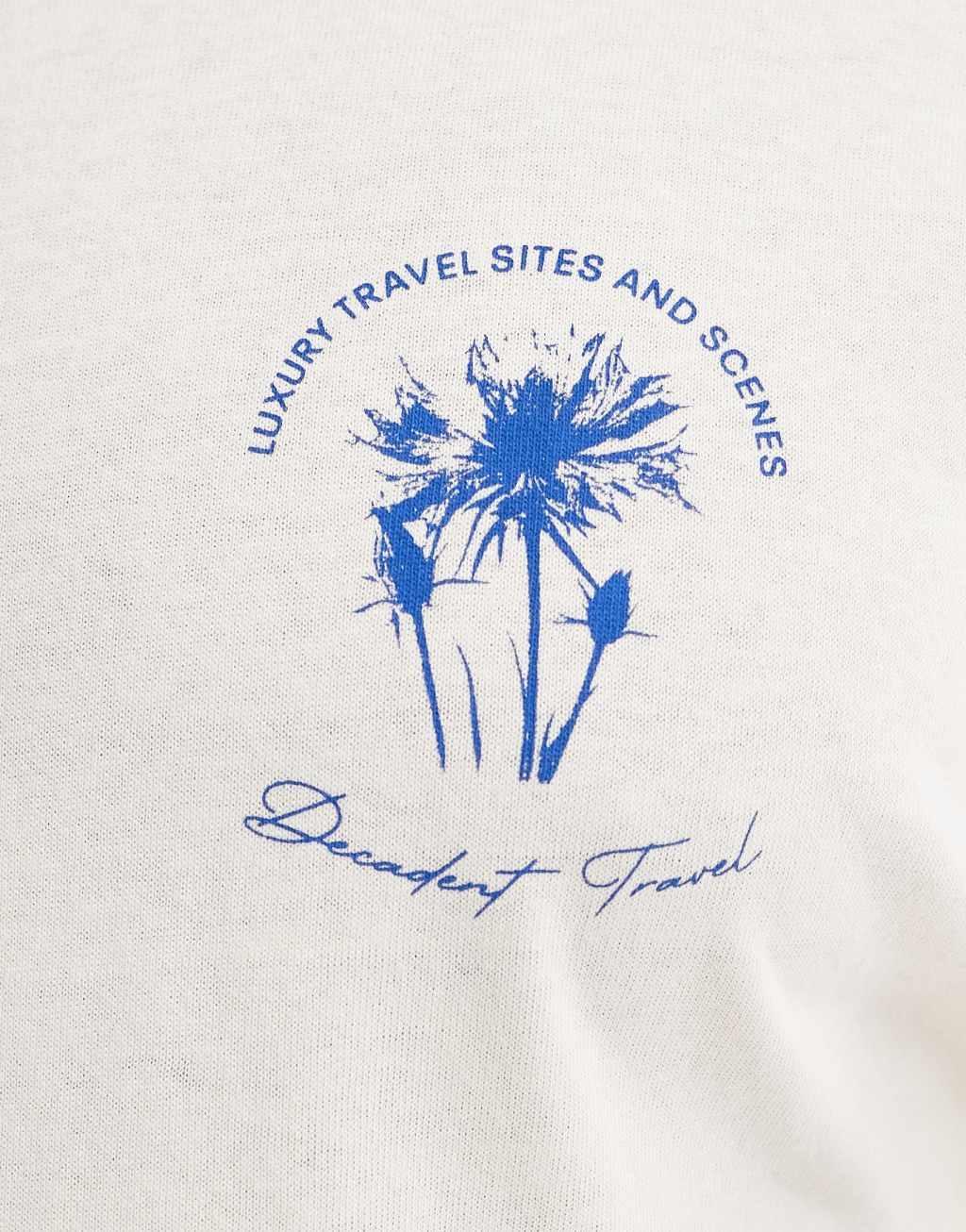 Selected Homme oversized t-shirt with lemon vacation print in cream Product Image