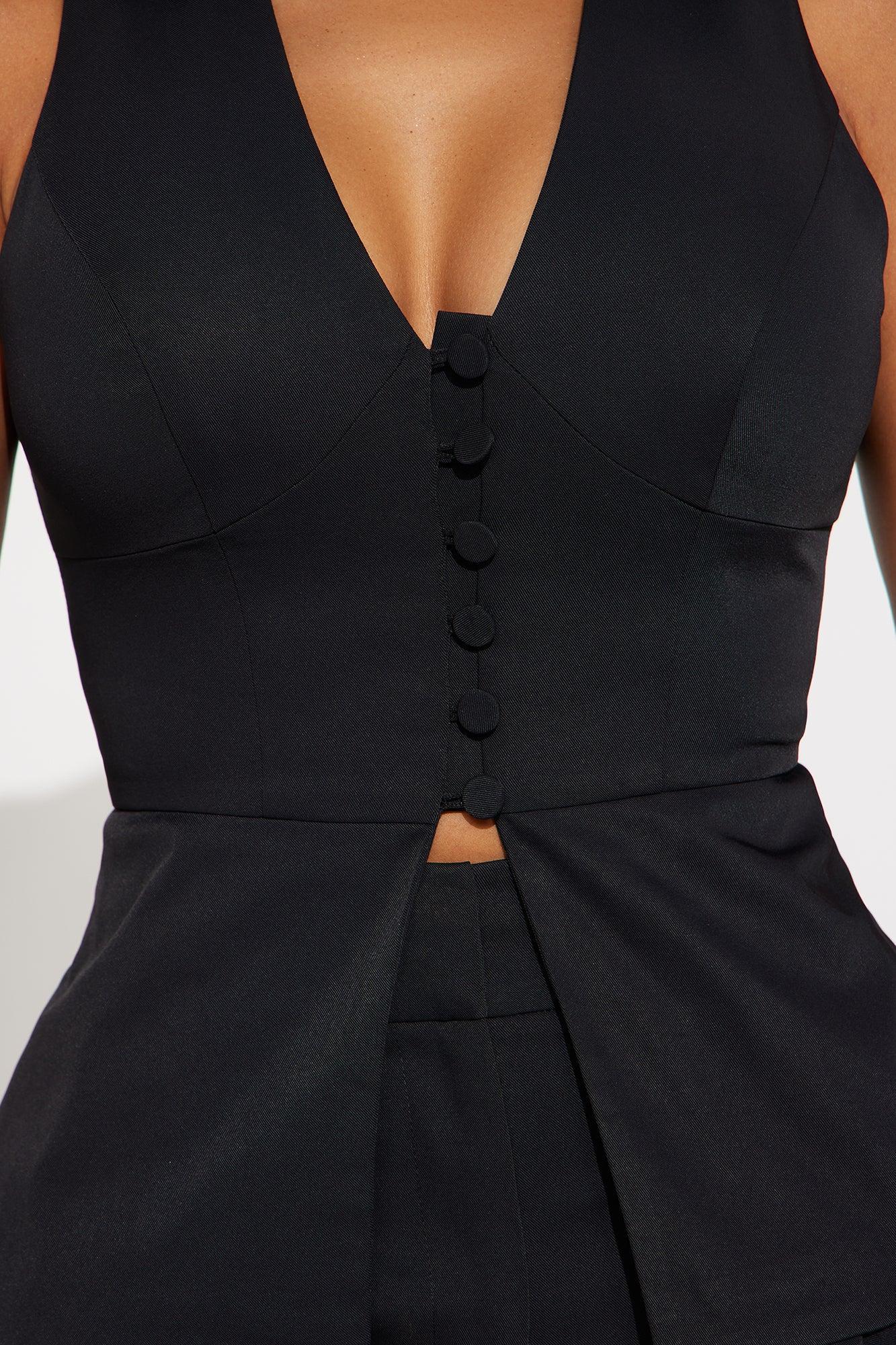 Top Executive Vest Pant Set - Black Product Image