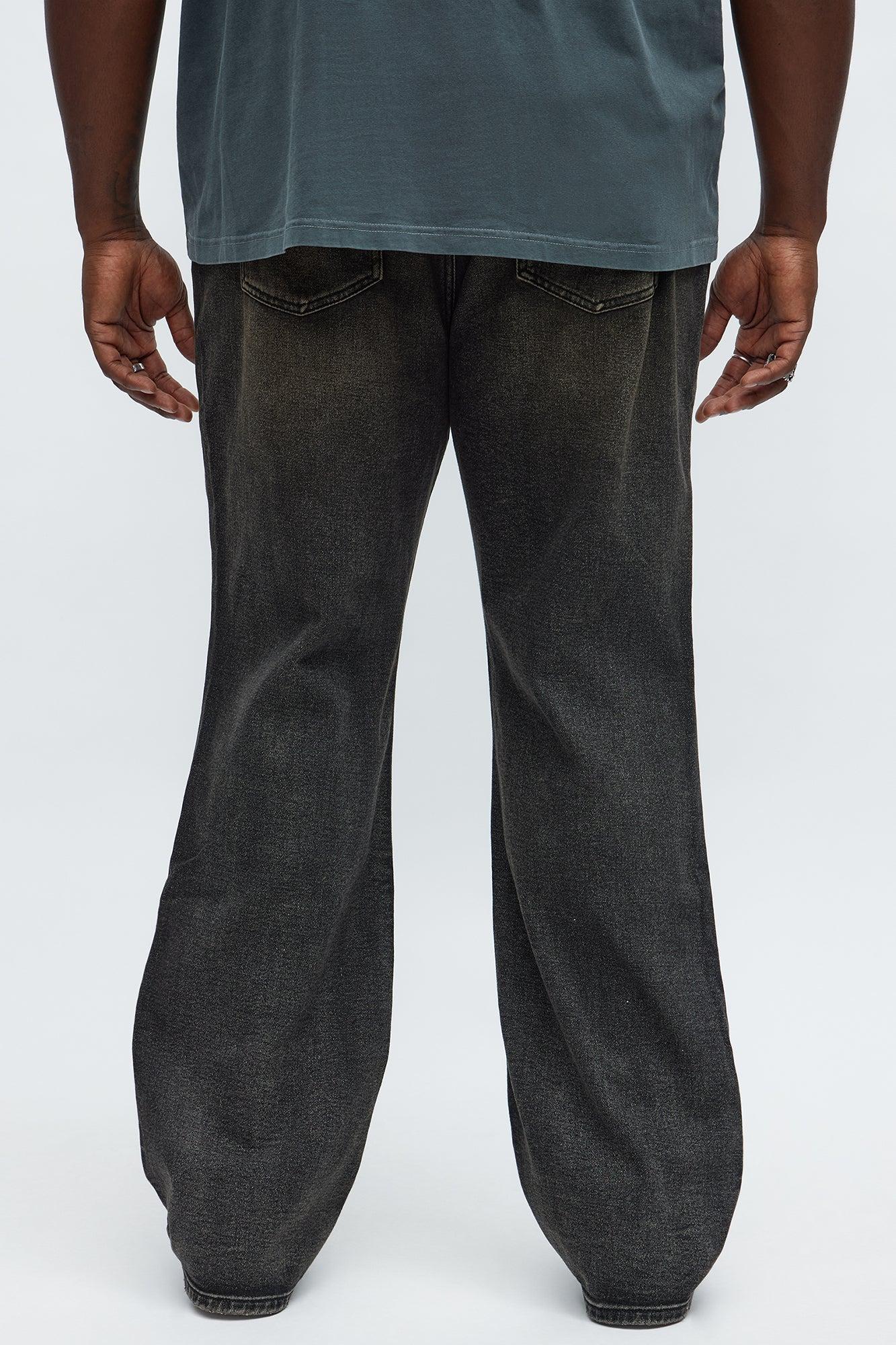 Stacked Slim Flare All Alone Distressed Jeans - Black Wash Product Image