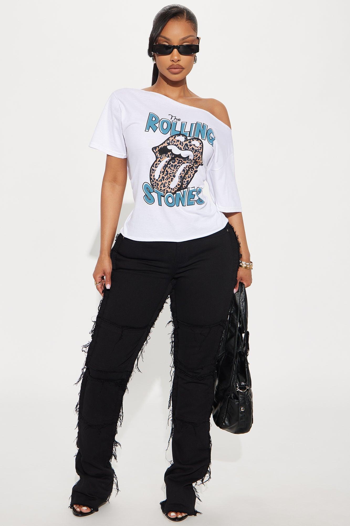 The Rolling Stones Leopard Off Shoulder Top - Cream Product Image