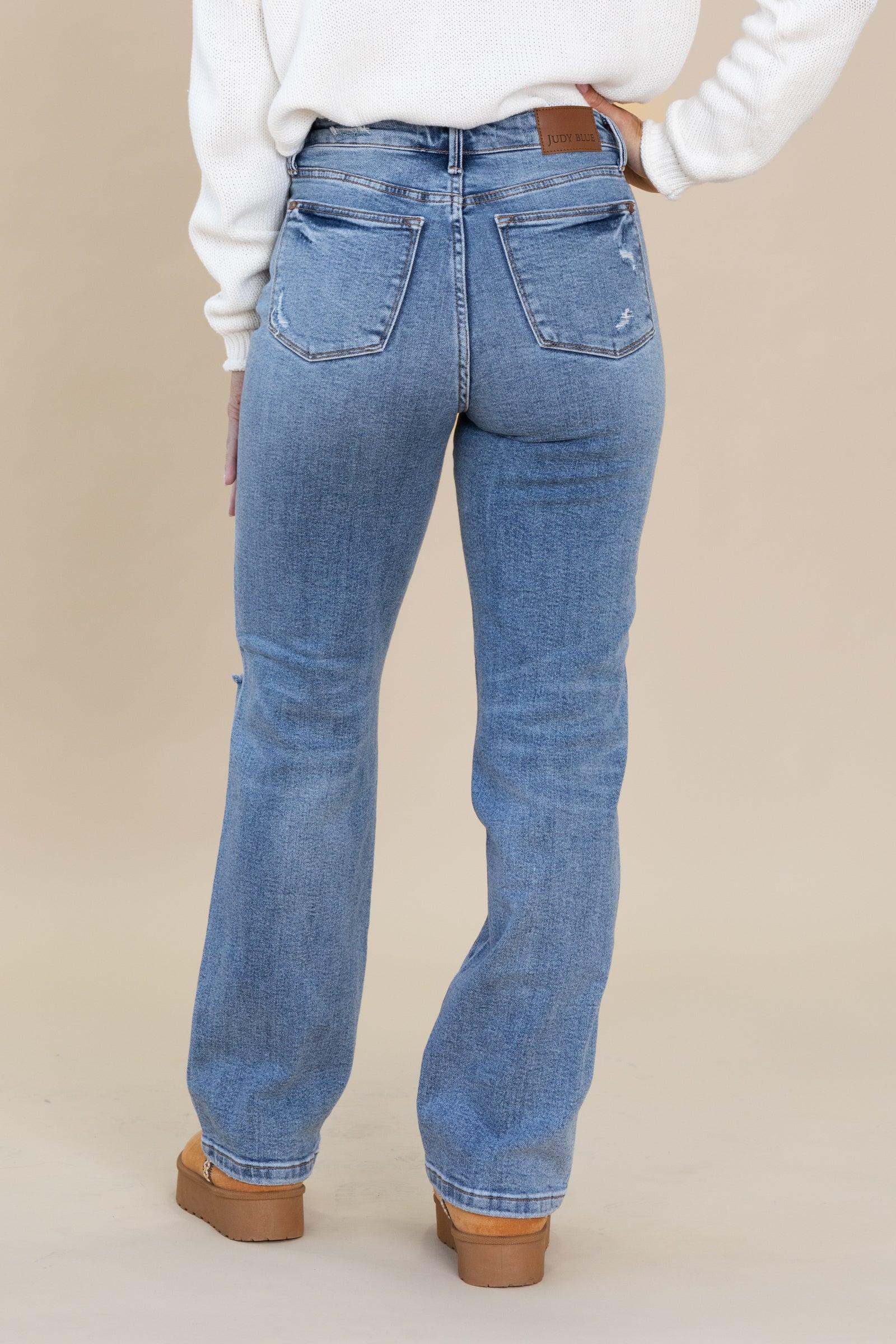 Judy Blue Rigid Criss-Cross Straight Jeans Product Image