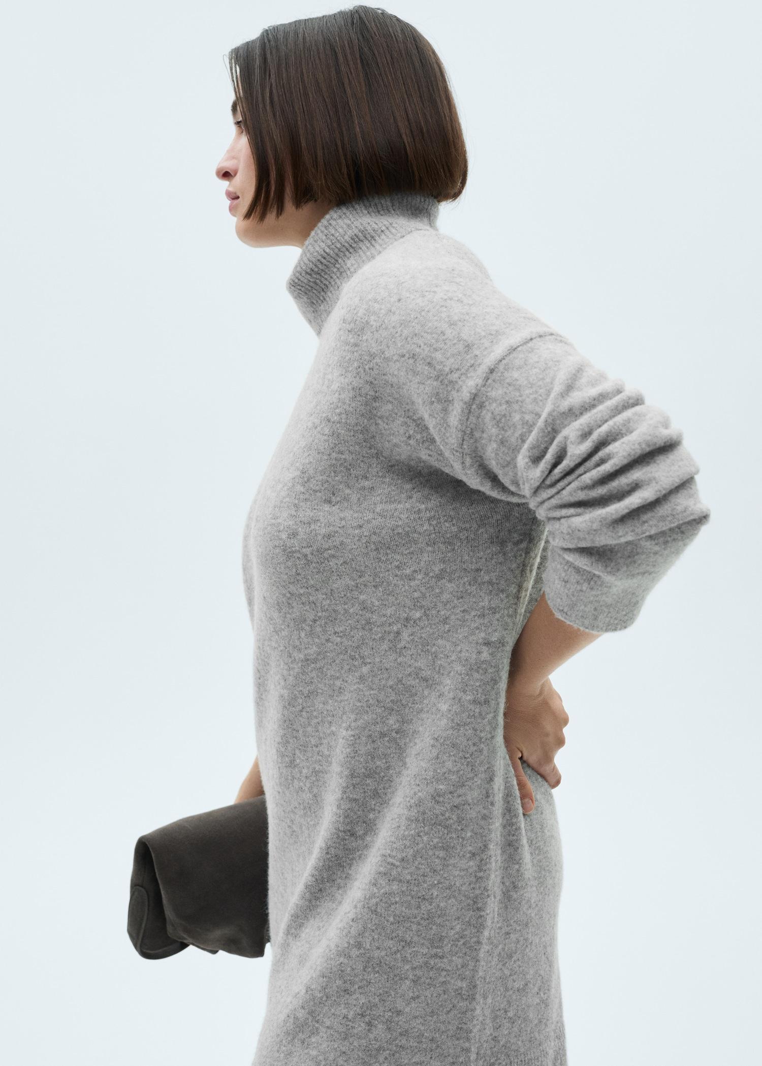 Short knitted turtleneck dress - Women | MANGO USA Product Image