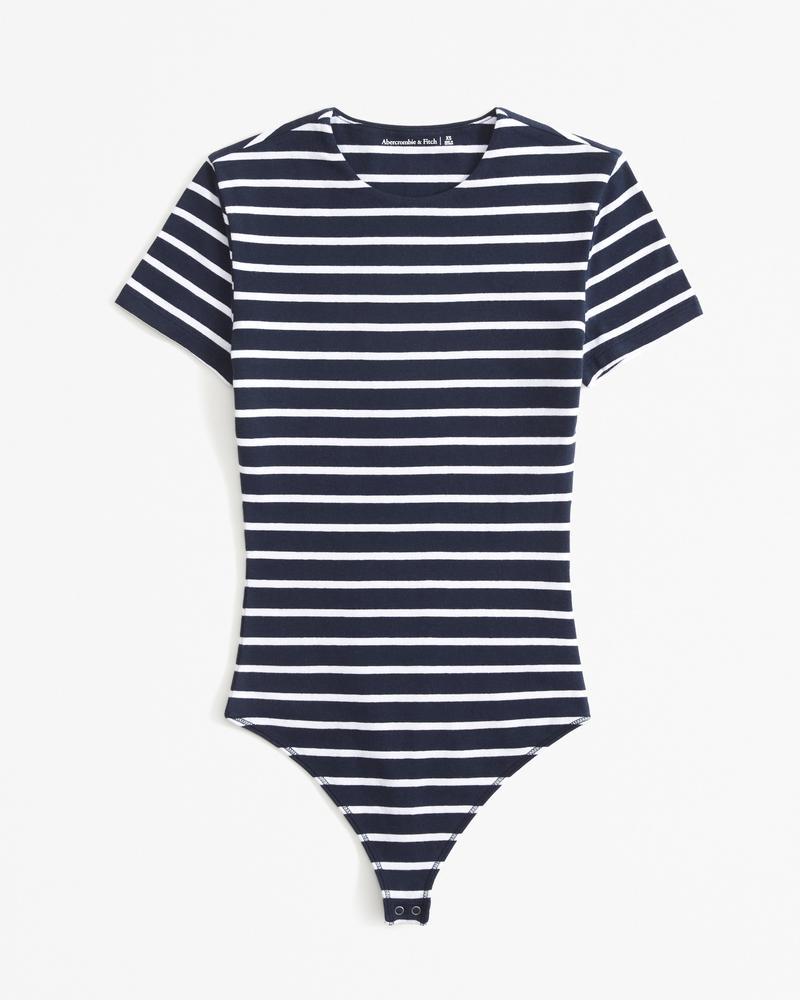 Cotton-Blend Seamless Fabric Tee Bodysuit Product Image