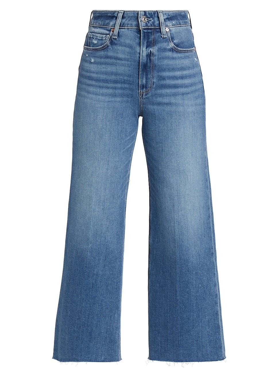 Paige Anessa High Rise Wide Leg Ankle Jeans in Rock Show Distressed Product Image