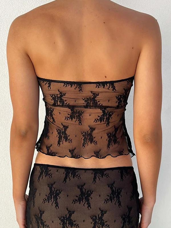 Lace Tube Top Mid Length Dress Two Piece Product Image