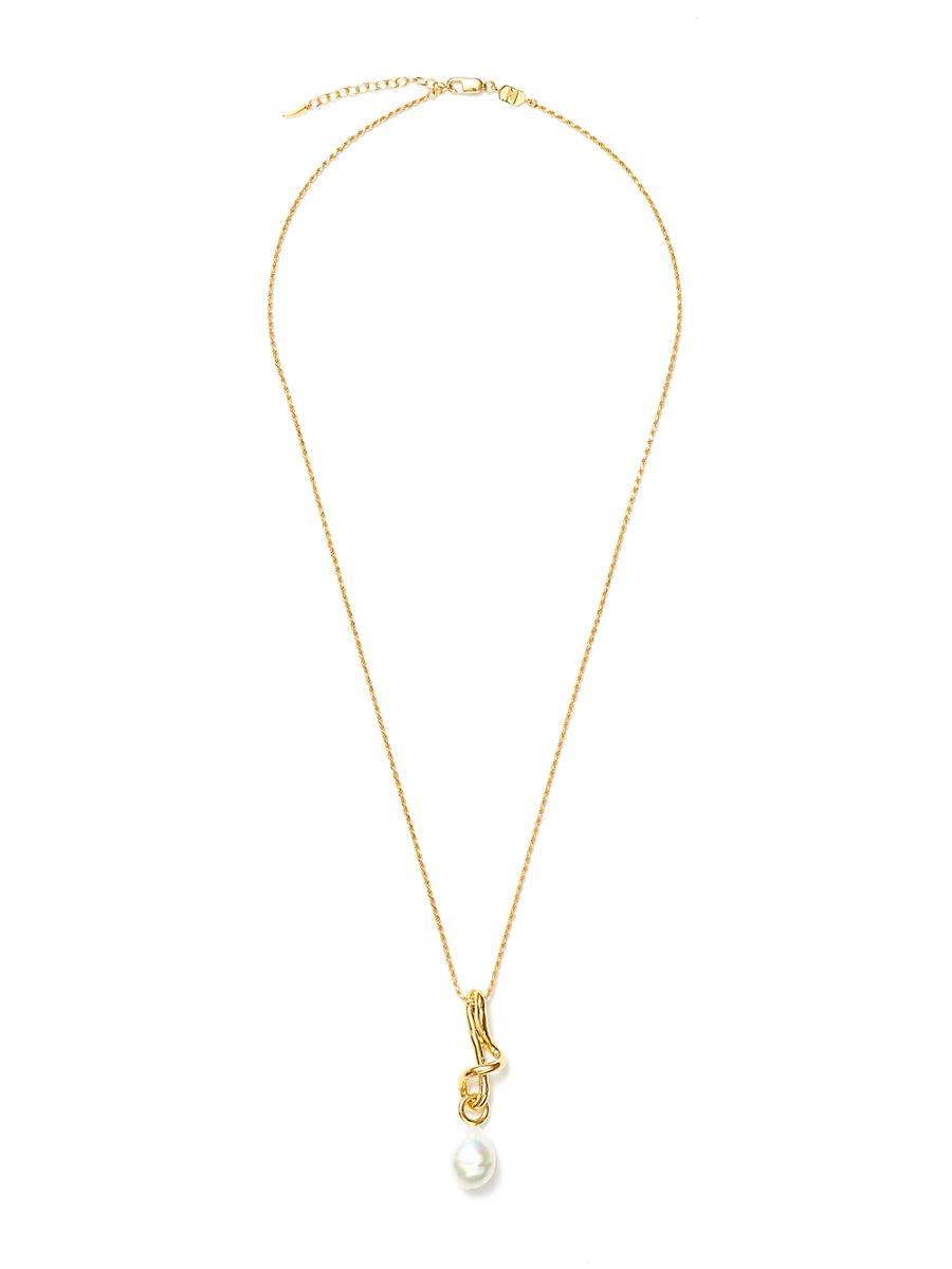 Womens Molten Pearl 18K Gold-Plate & Baroque Pearl Pendant Necklace Product Image