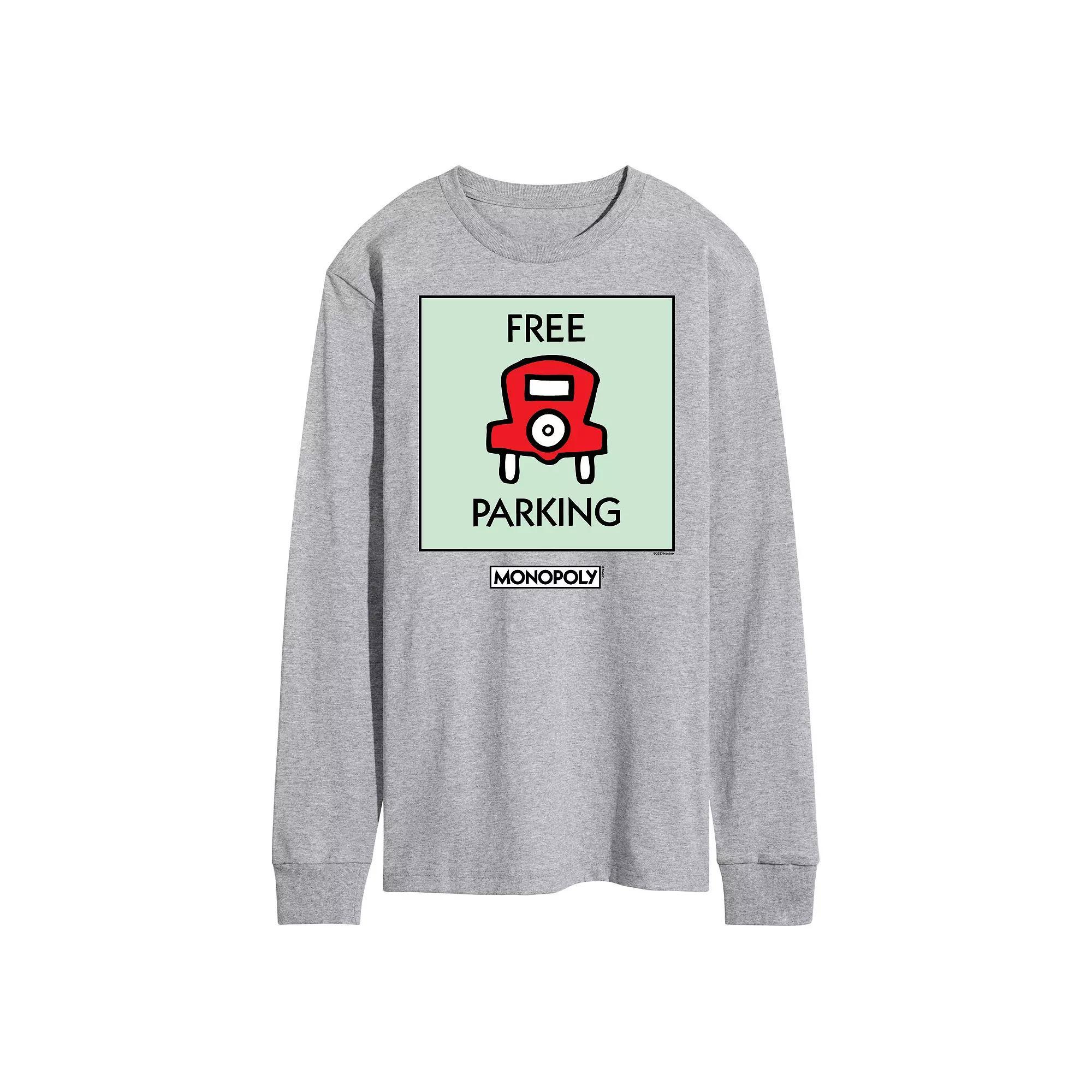 Mens Monopoly Free Parking Long Sleeve Graphic Tee Product Image