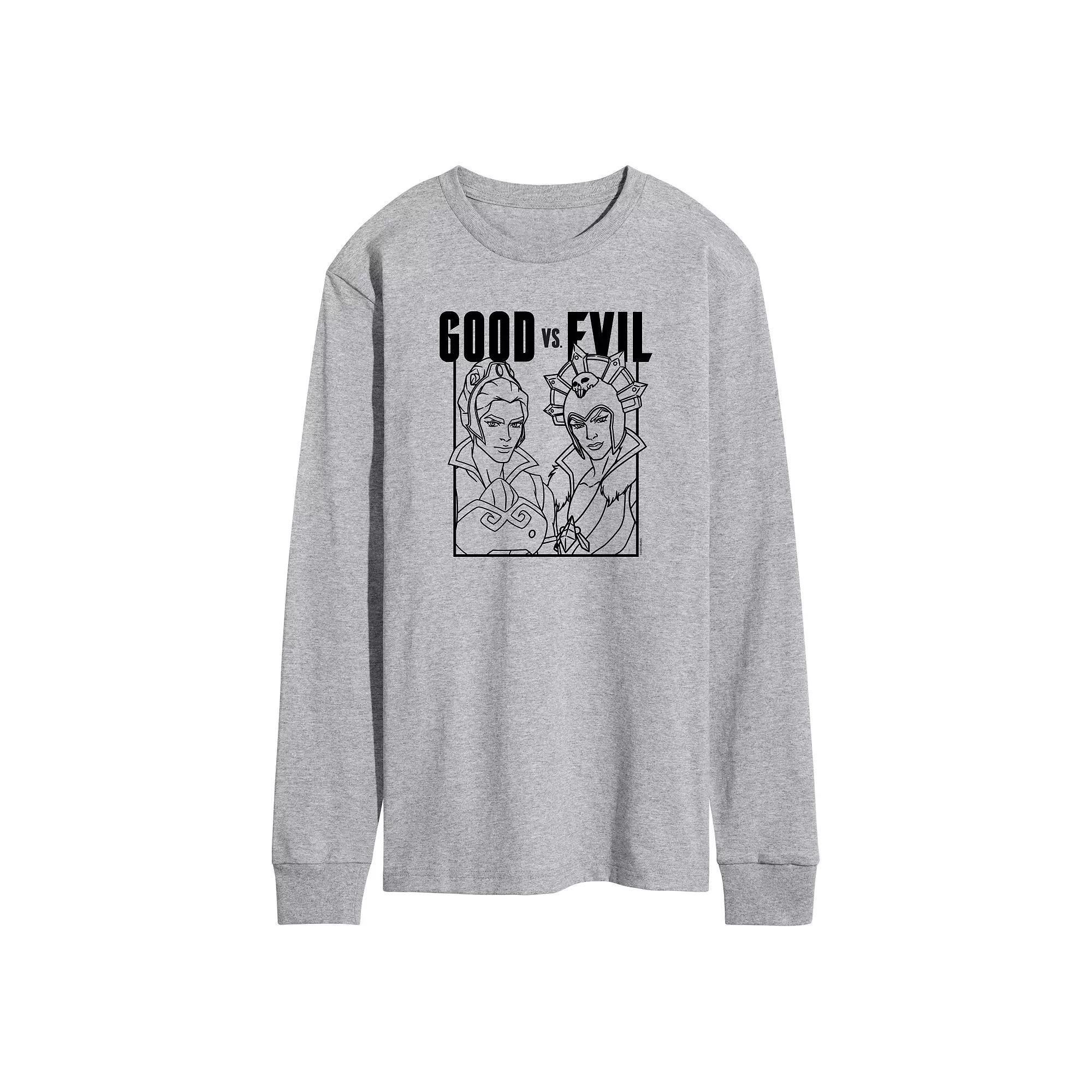 Mens He-Man Masters of the Universe Long Sleeve Graphic Tee Athletic Grey Product Image