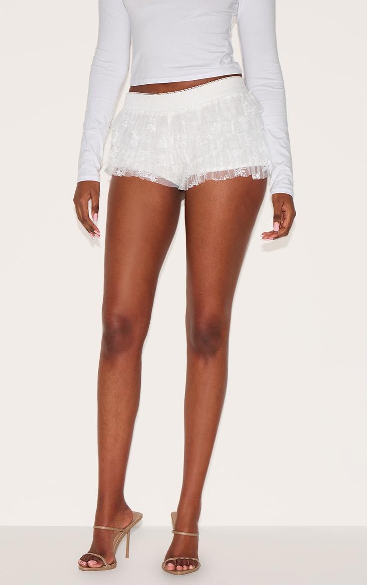  Cream Lace Frilly Bloomer Shorts Product Image