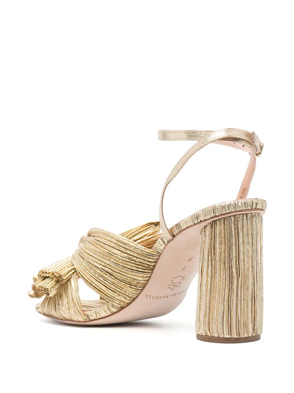 Camellia pleated leather sandals Product Image
