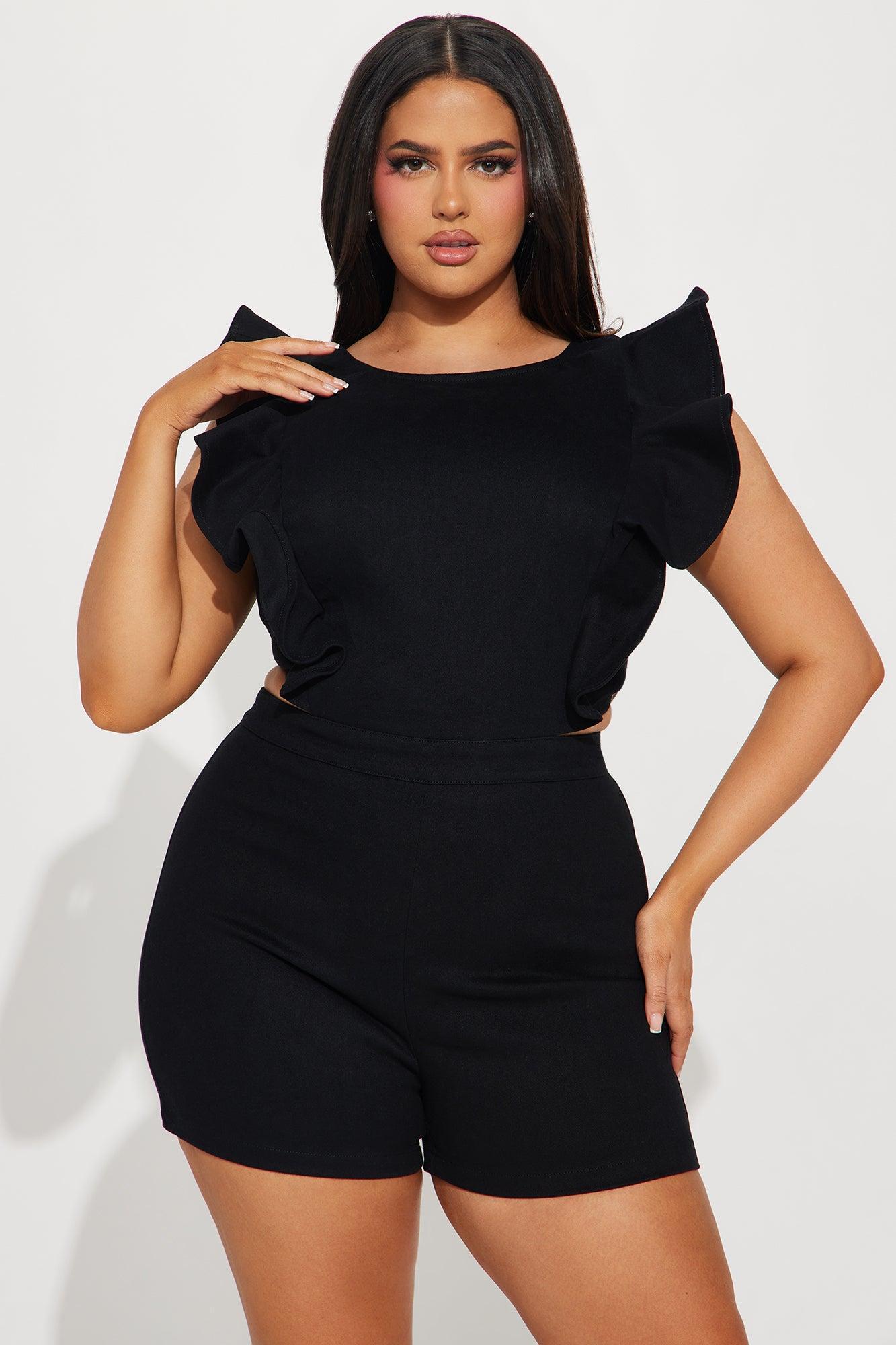 Janis Denim Romper - Black Product Image