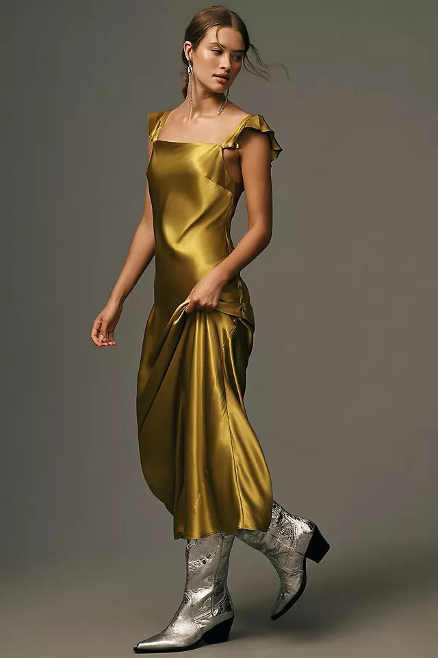 By Anthropologie Flutter-Sleeve Square-Neck Maxi Dress Product Image