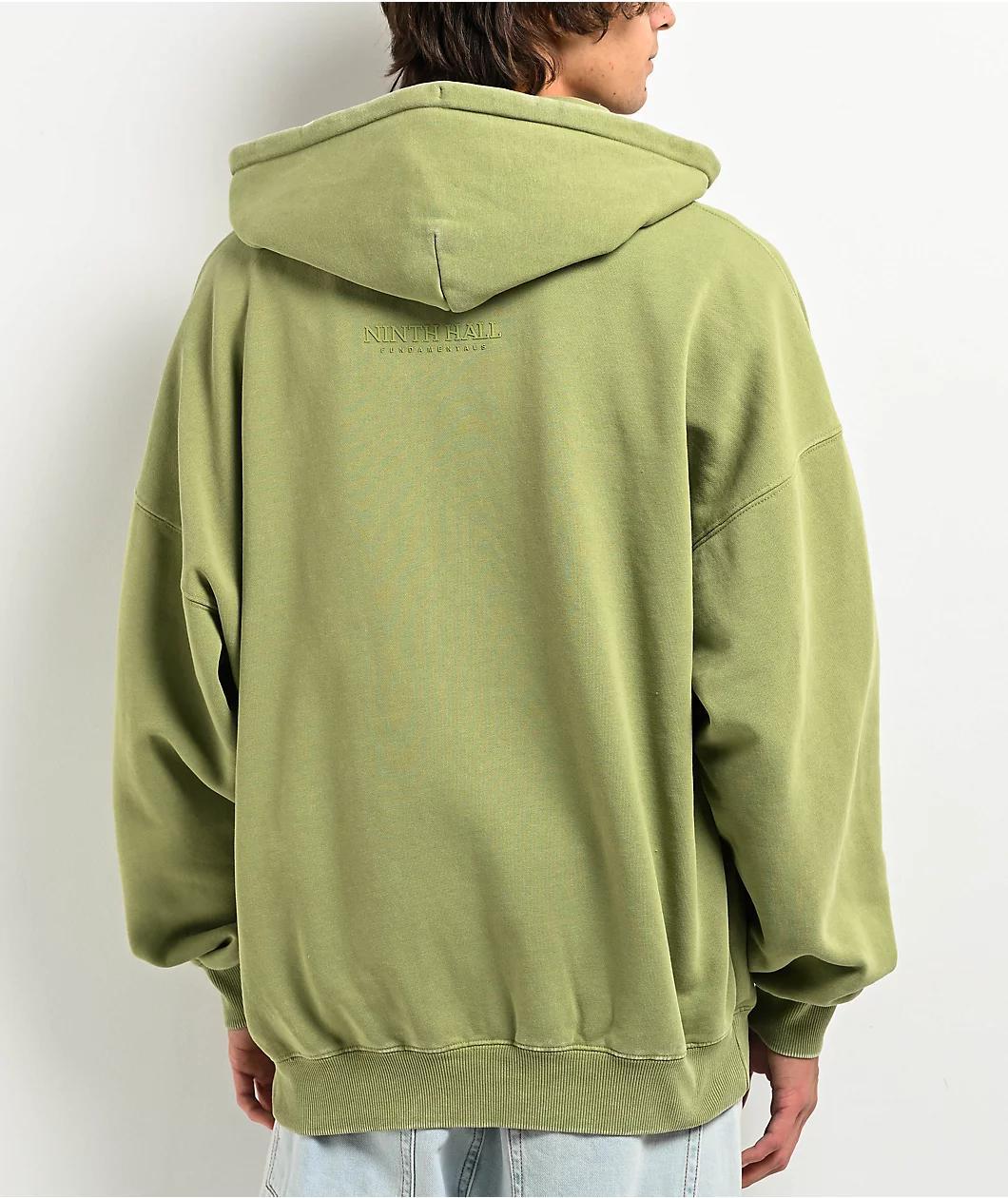 Ninth Hall Fundamentals Light Green Wash Boxy Zip Hoodie Product Image