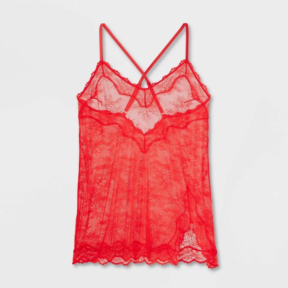 Womens Allover Lace Lingerie Slip Dress - Auden Red XXL Product Image