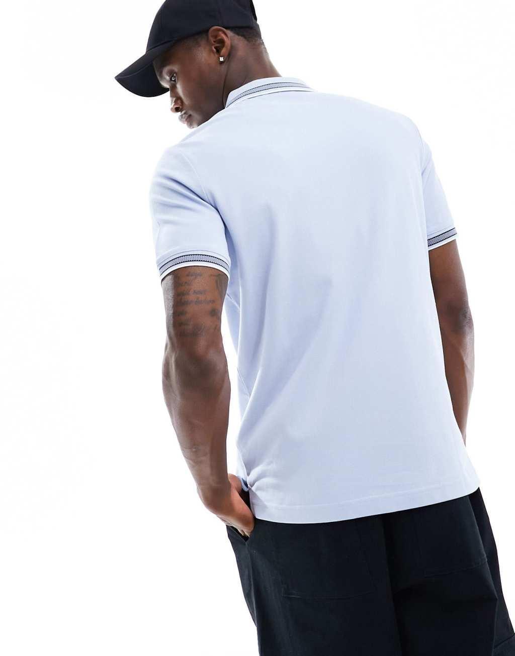 Calvin Klein stretch pique multi tipping polo in blue Product Image