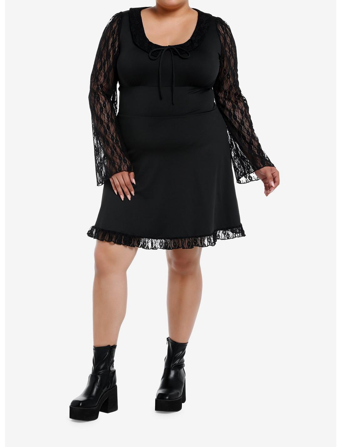Daisy Street Black Lace Long-Sleeve Mini Dress Plus Size Product Image