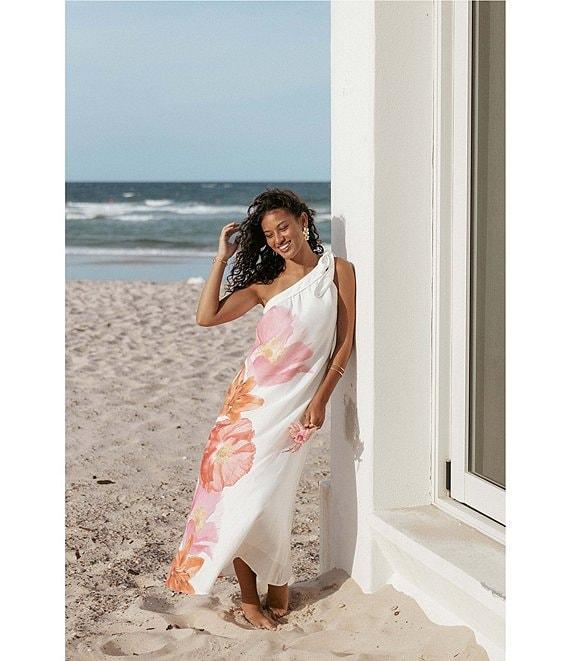 Petal & Pup Charlize Floral Motif One Shoulder Chamise Maxi Dress Product Image