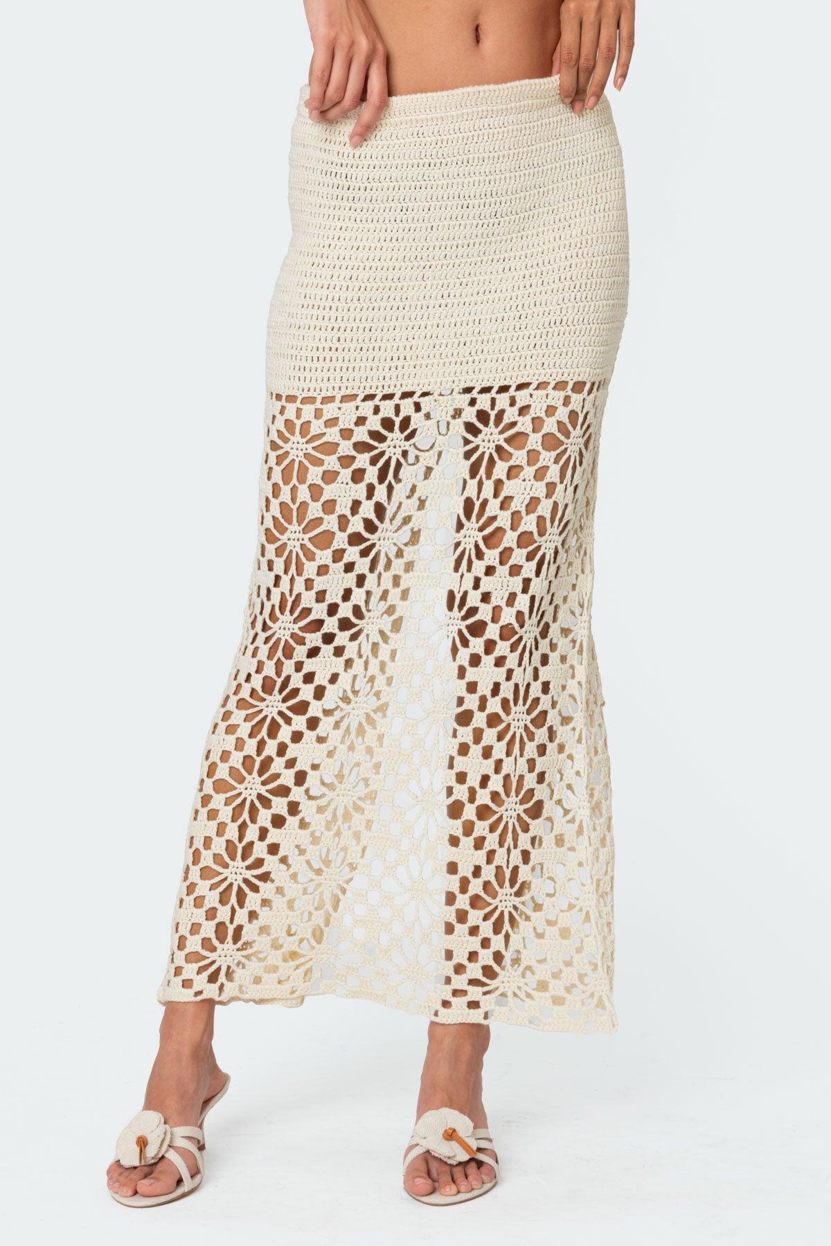 Ida Back Slit Crochet Maxi Skirt Product Image
