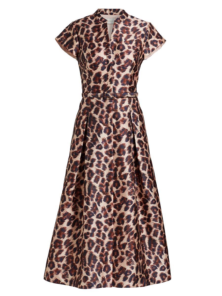 Womens Martine Pleated Leopard Shirtdress Product Image