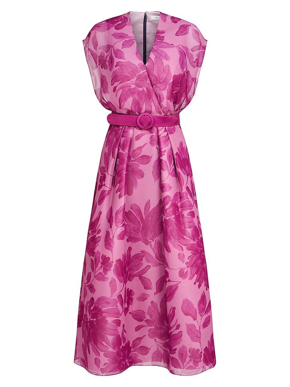 Womens Brigid Floral Chiffon Belted Midi-Dress Product Image