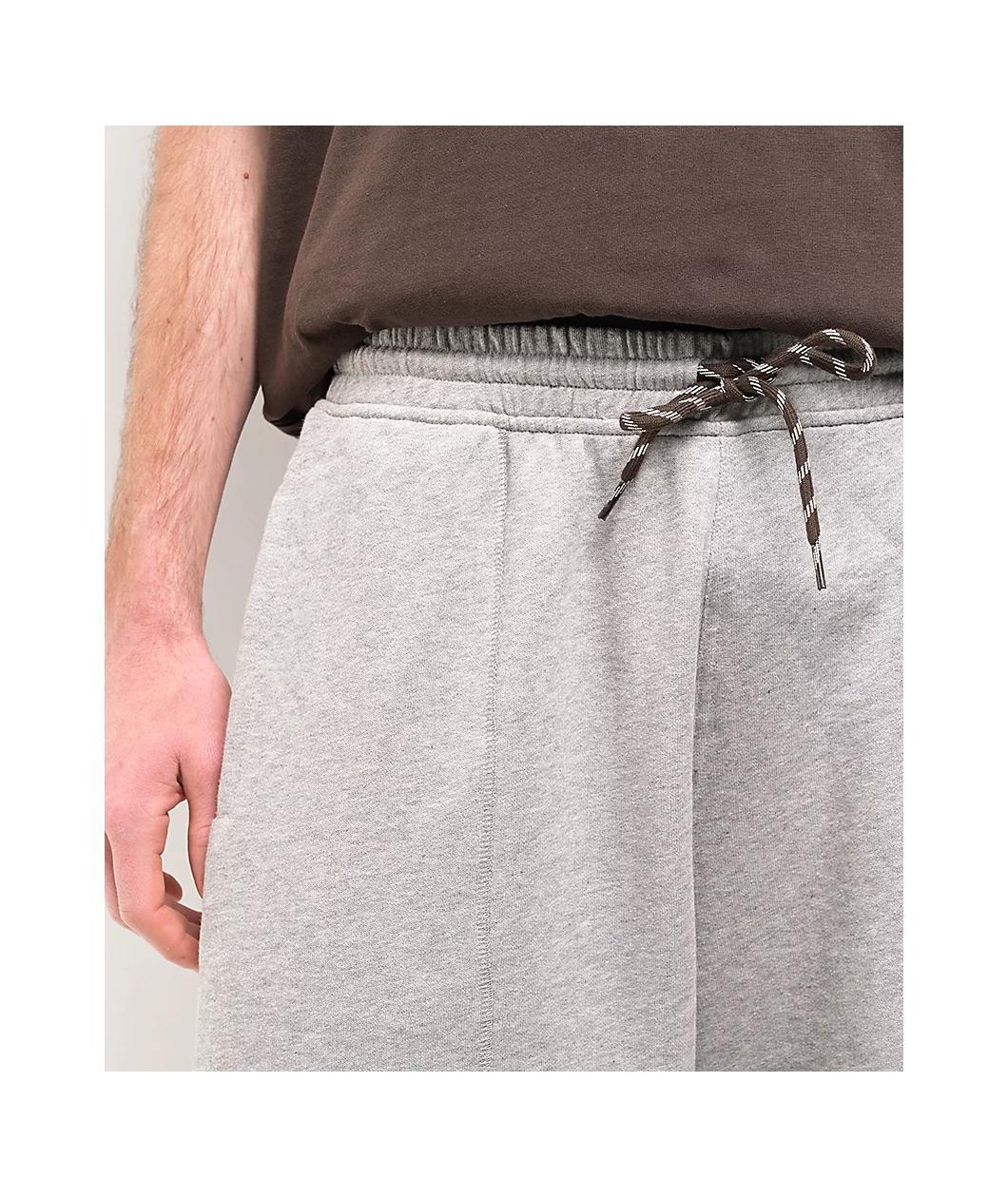 adidas Originals Shmoofoil Featherweight Heather Grey & Dark Brown Sweat Shorts Product Image