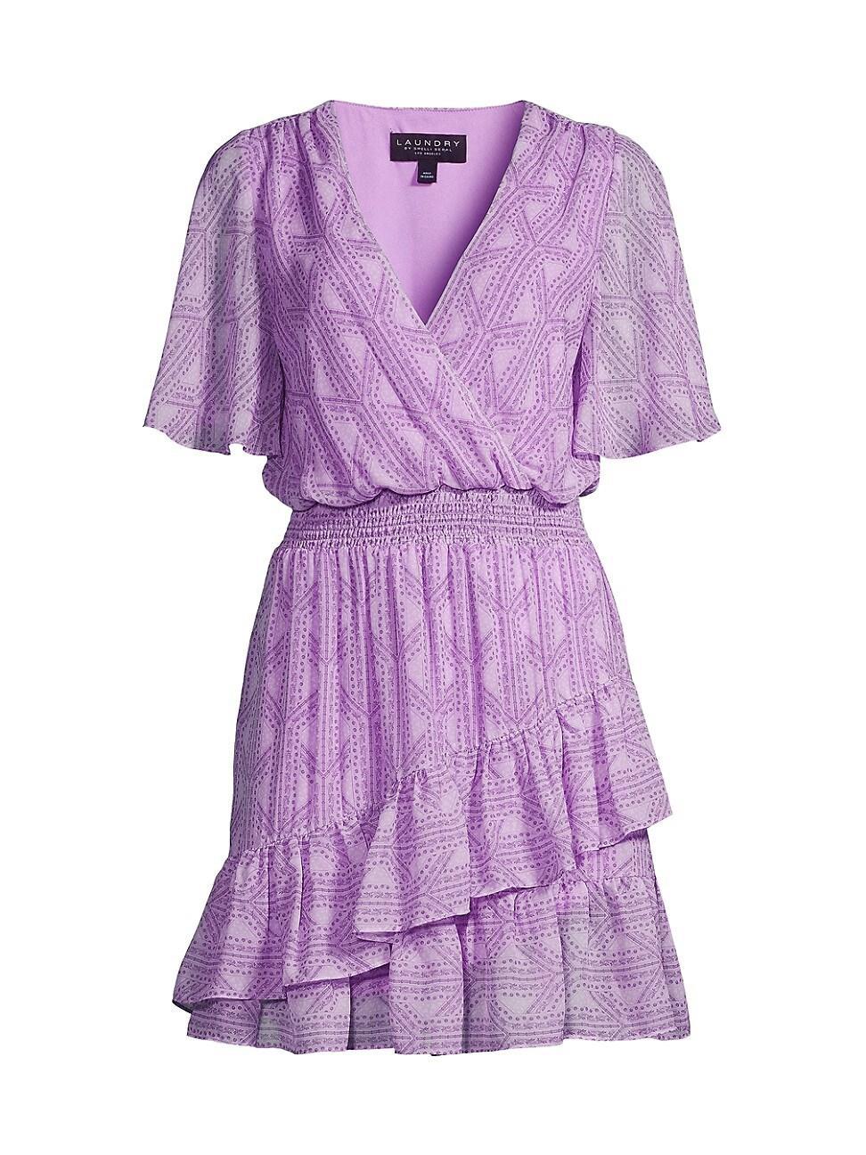 Womens Flutter-Sleeve Chiffon Minidress Product Image