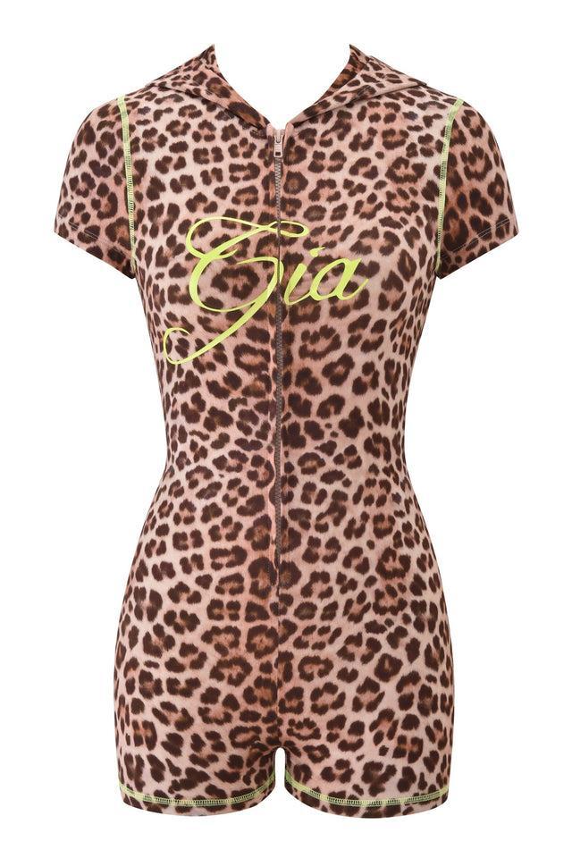 BLARE SHORT SLEEVE ROMPER - LEOPARD Product Image