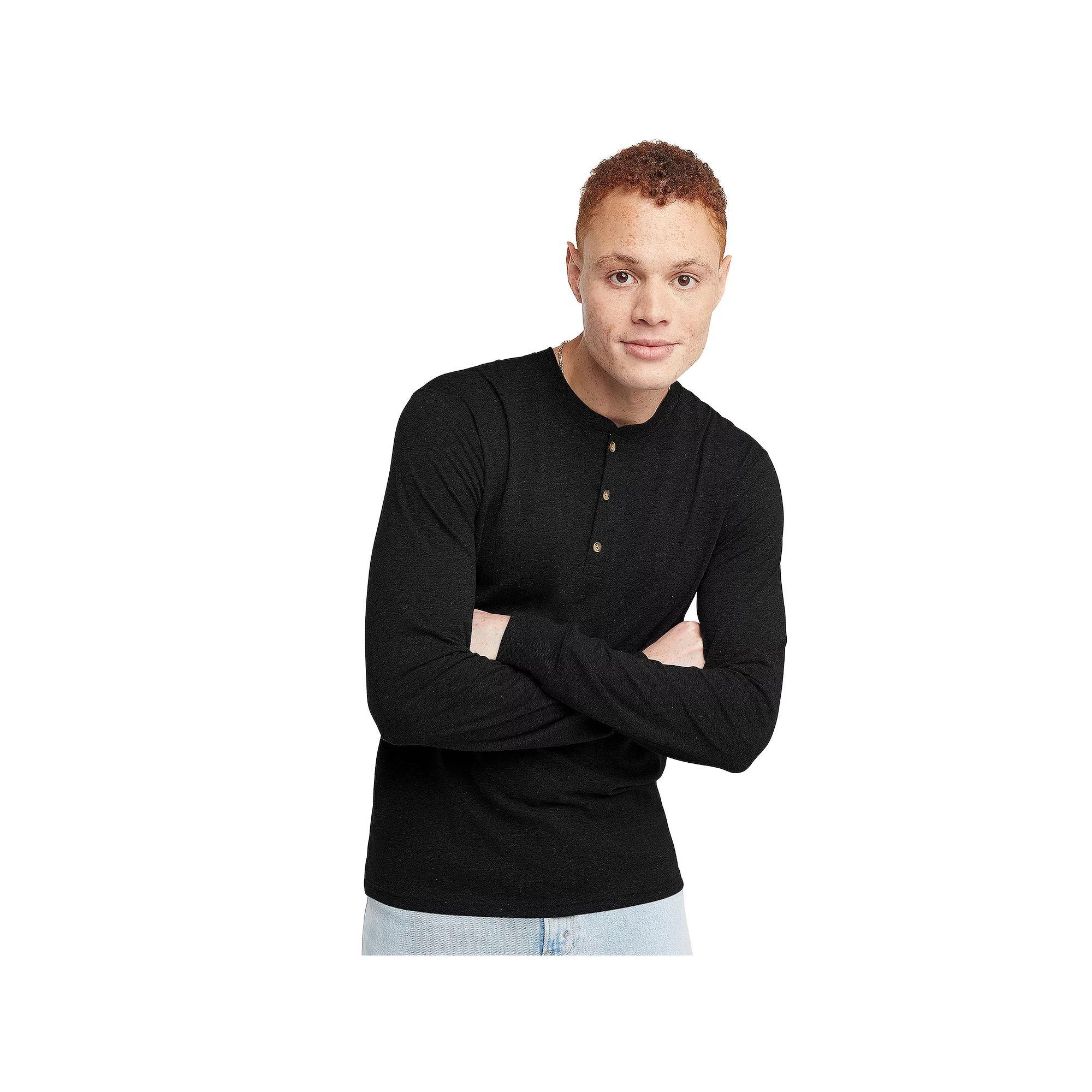 Men's Hanes Originals Tri-Blend Henley, Size: Medium, Eco White Product Image