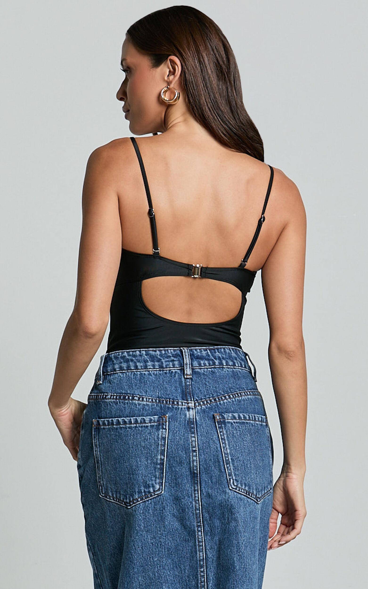 Susie Bodysuit - Strapless Bow Detail Bodysuit in Black Product Image