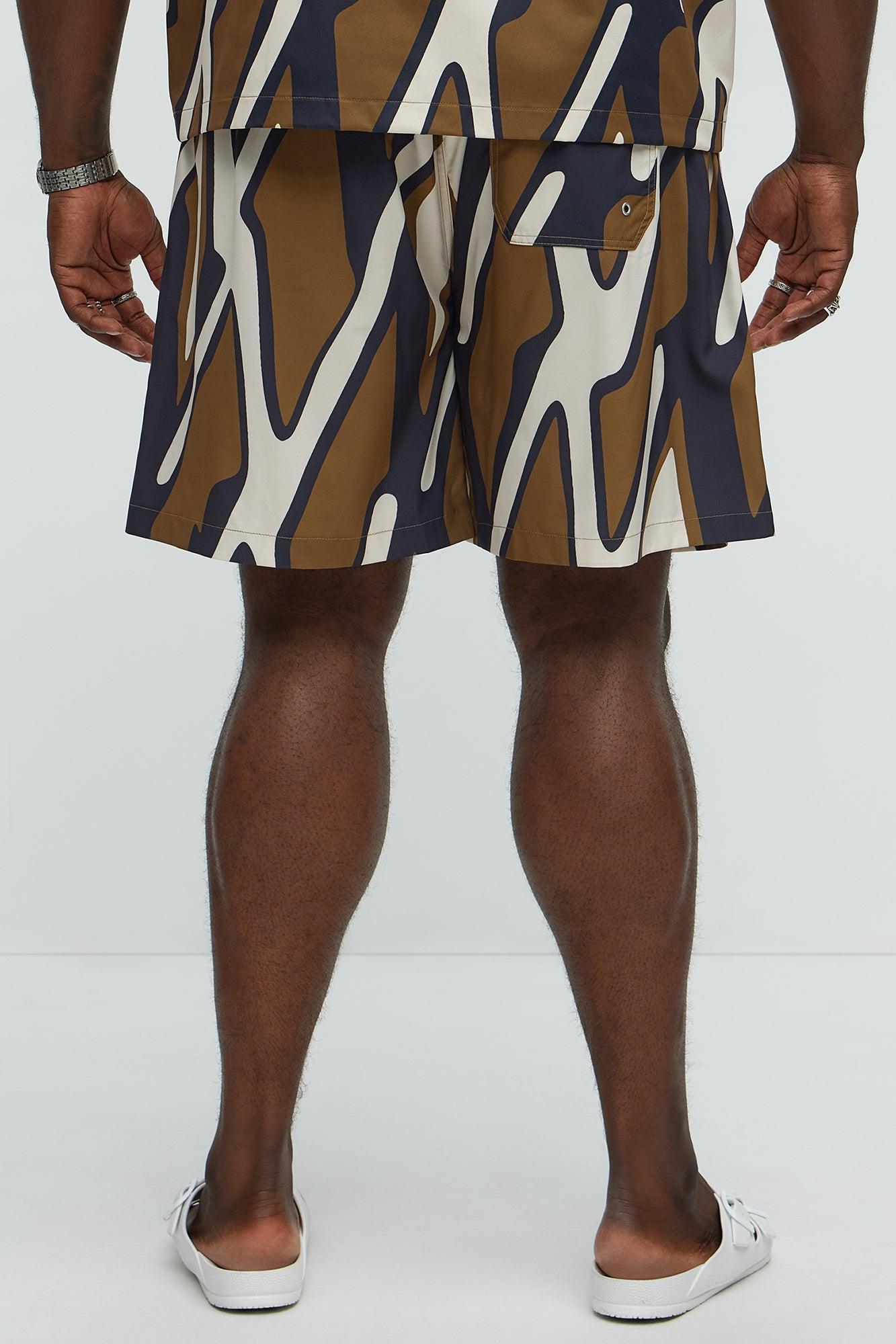 Chaos Current Printed Swim Classic Trunk - Brown/combo Product Image
