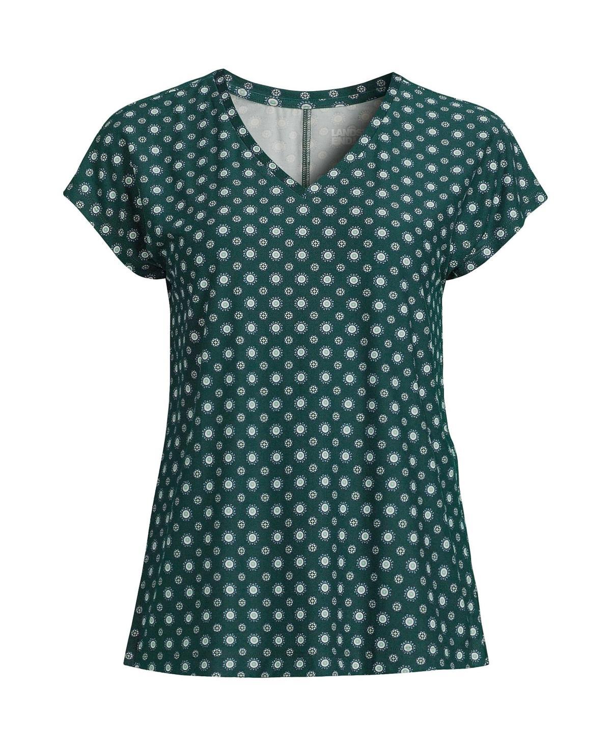 Womens Lands End Short Sleeve Performance Tee Red Geo Product Image