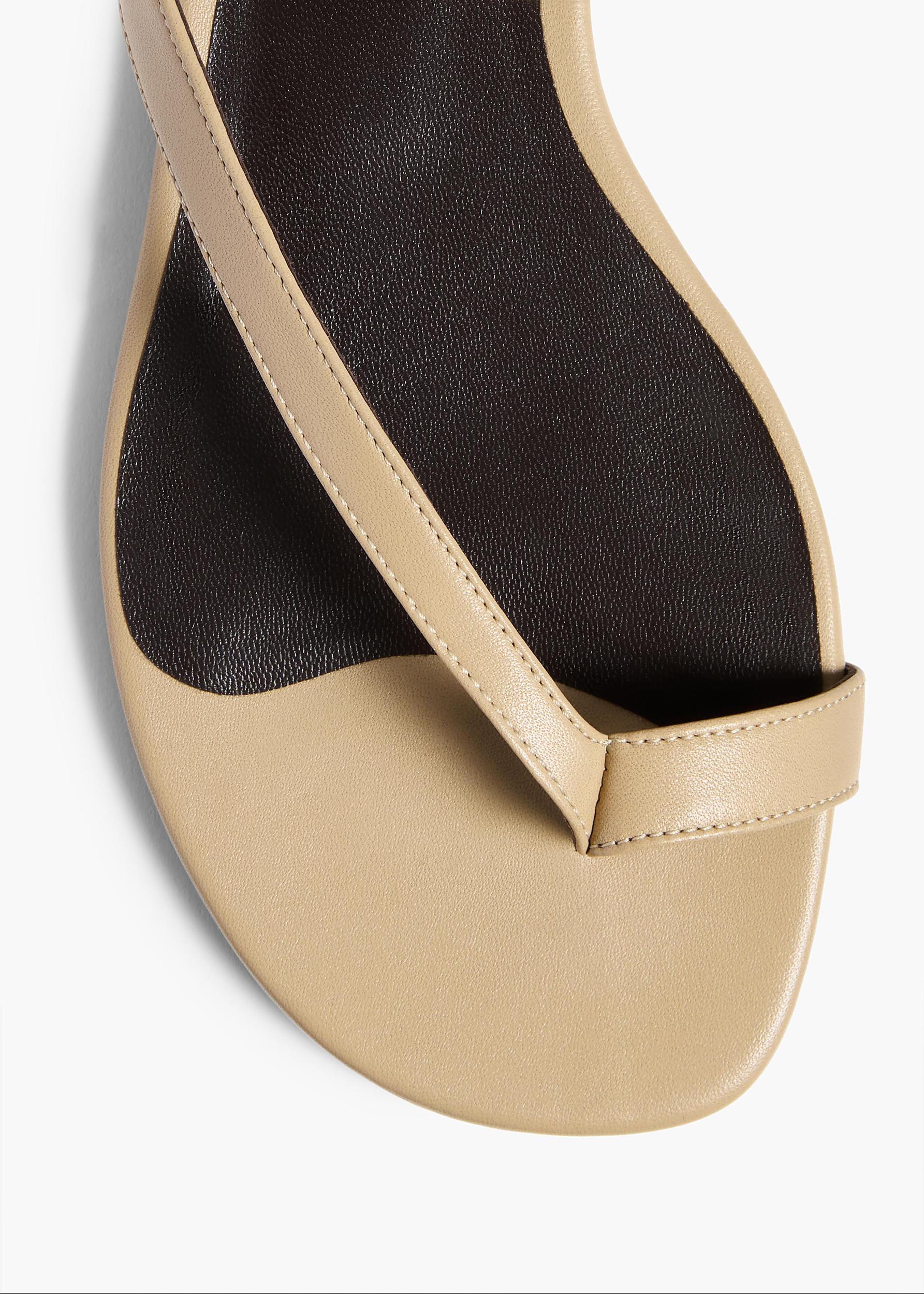 Aimee Flat Sandal in Beige Leather Product Image