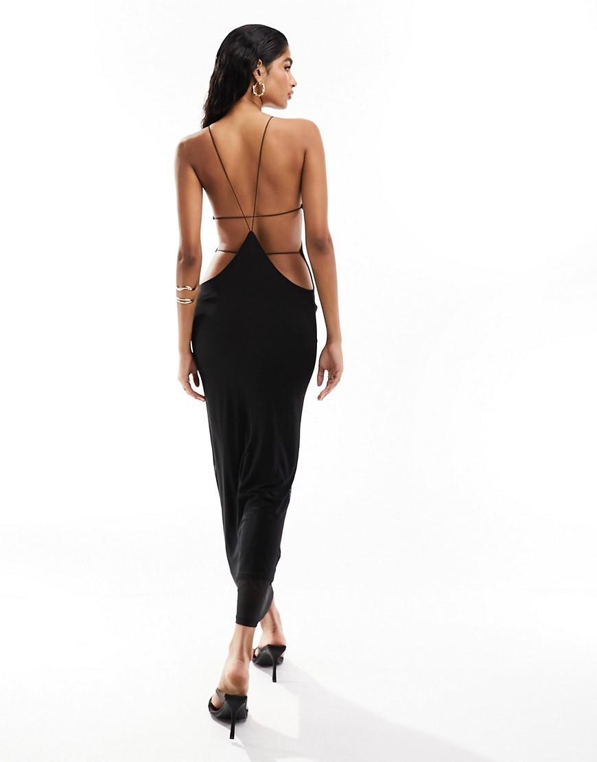 ASOS DESIGN halter maxi dress with extreme cut out back detail Product Image