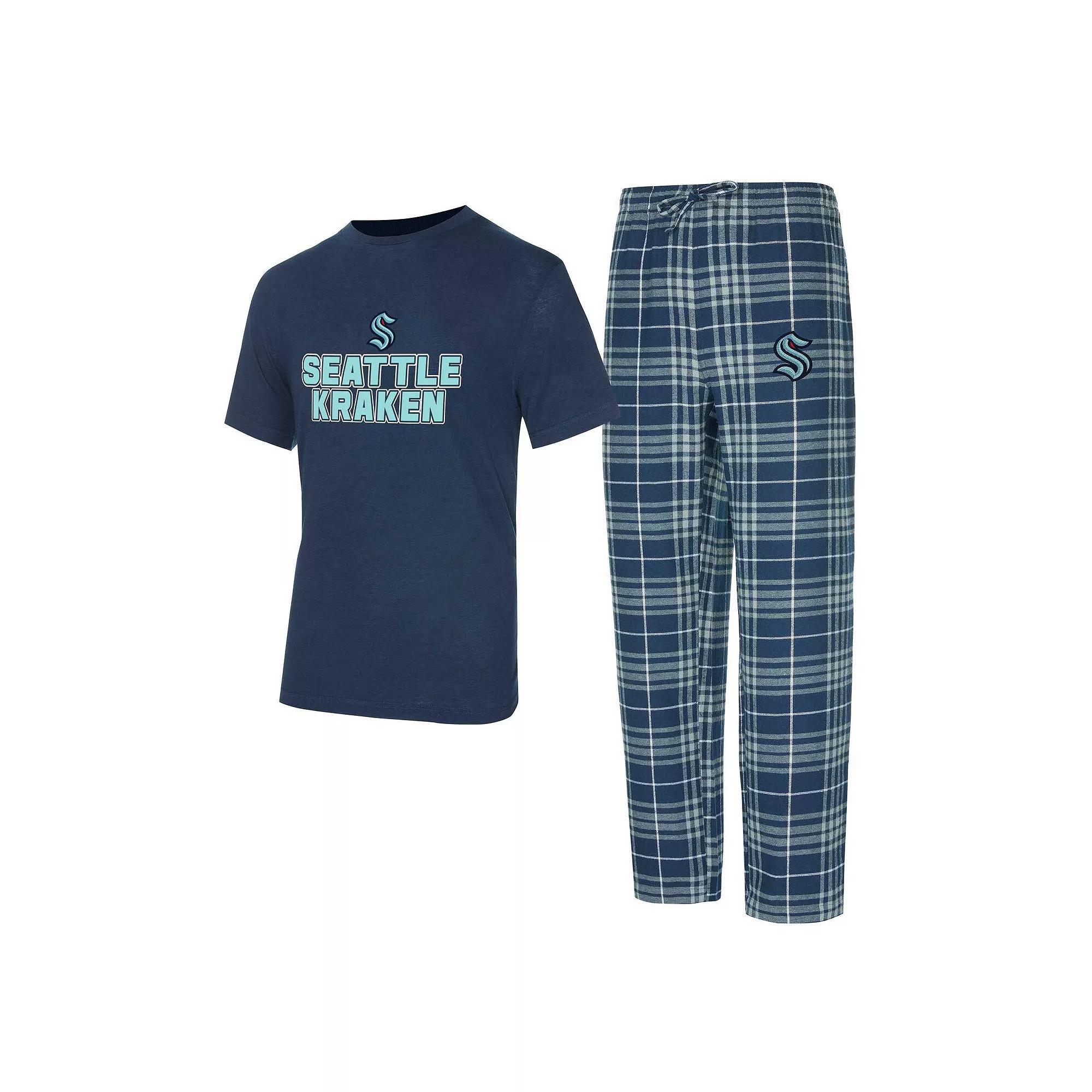 Men's Concepts Sport Seattle Kraken Vector T-Shirt & Pants Sleep Set, Size: Small, Krk Blue Product Image