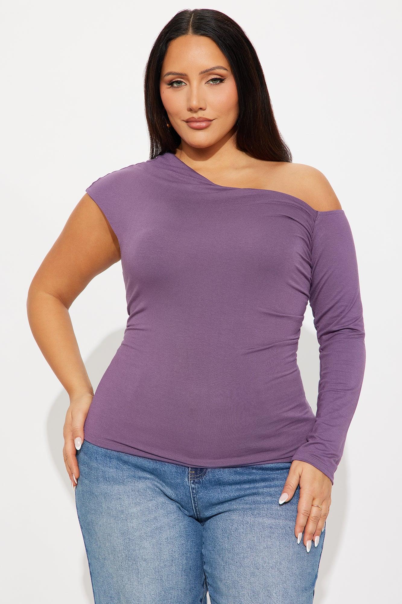 Ashling Ruched Off Shoulder Top - Purple Product Image