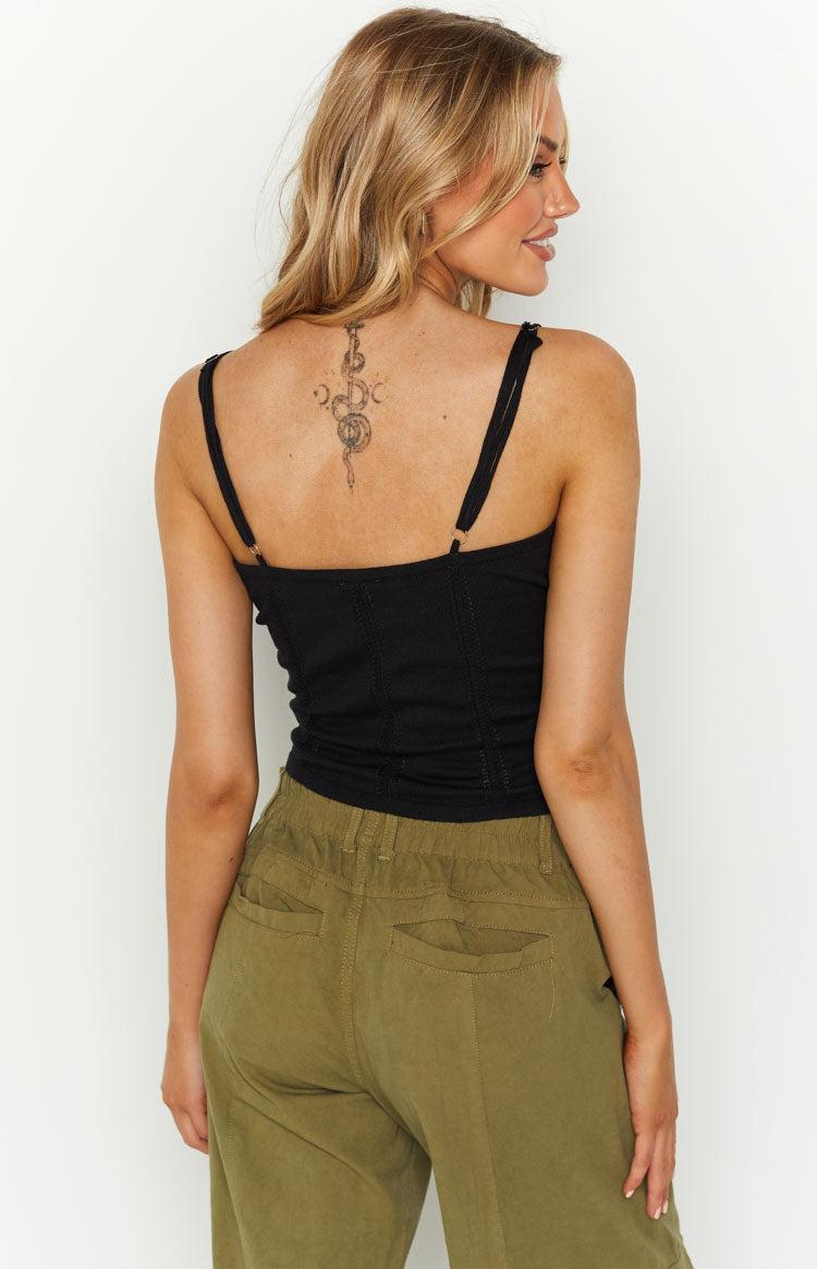 Chloe Black Knit Crop Top Product Image