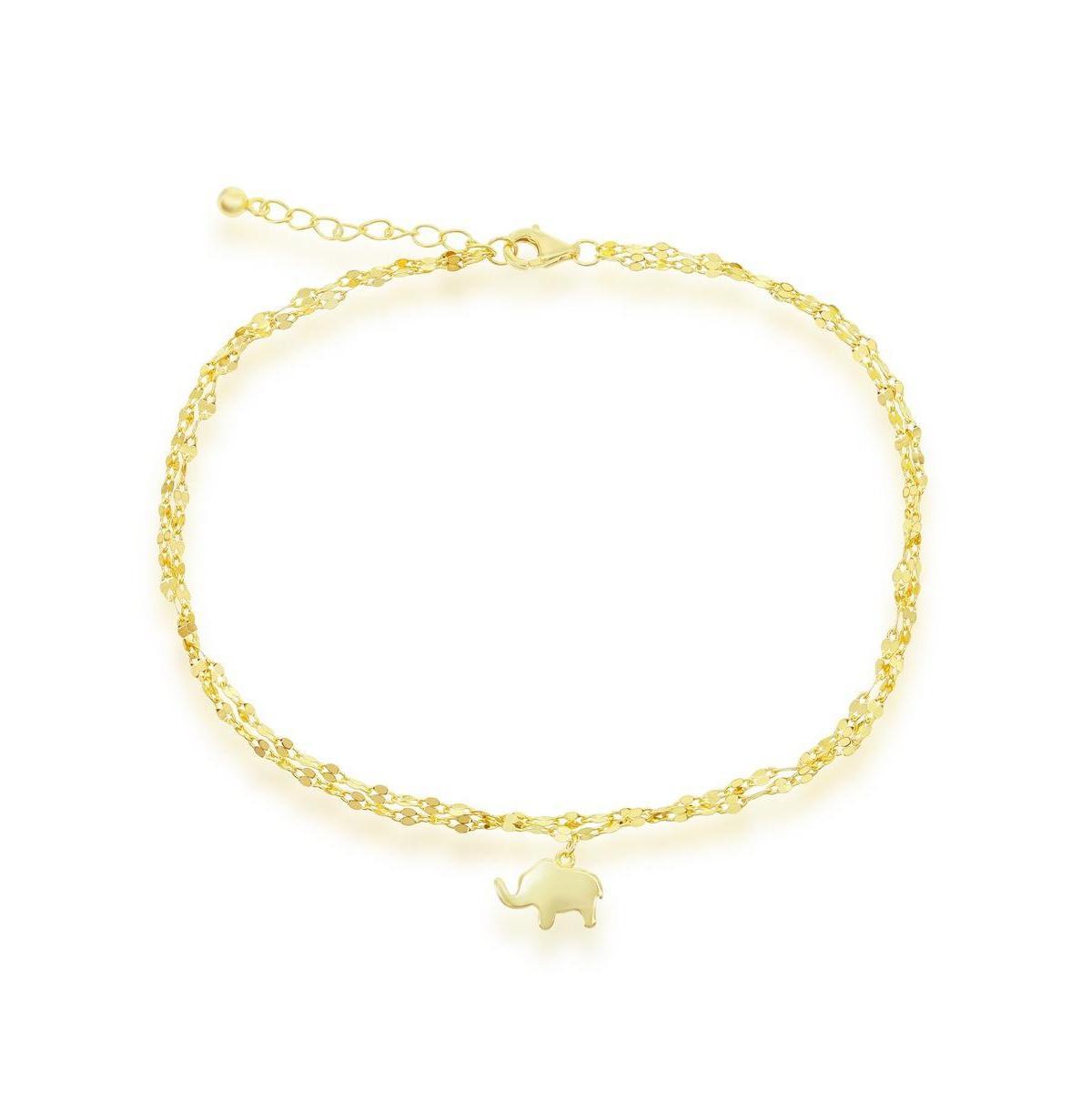Mirror Chain Elephant Charm Anklet, Women's, Size: 9-10" ADJ, Gold Tone Product Image