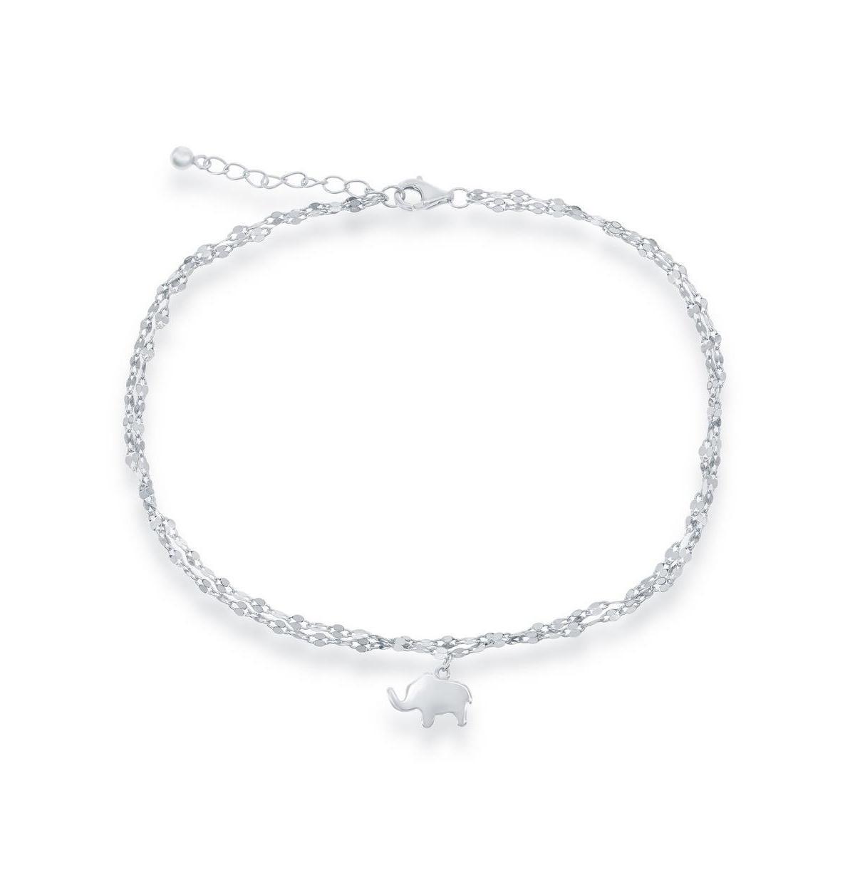 Mirror Chain Elephant Charm Anklet, Women's, Size: 9-10" ADJ, Gold Tone Product Image